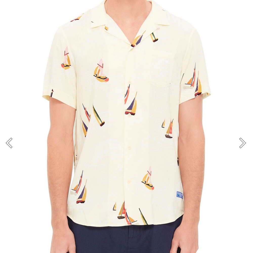 Scotch & Soda Light Yellow Sailboat Print Shirt